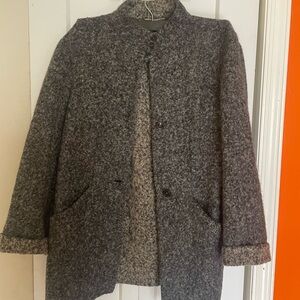 VTG ,LUCCIANO BARBERA, ITALY,Gray Textured Wool Blend Coat